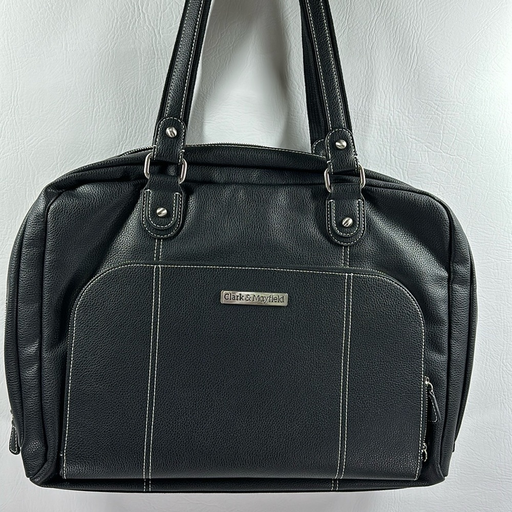 Clark & Mayfield Black Leather Laptop Bag